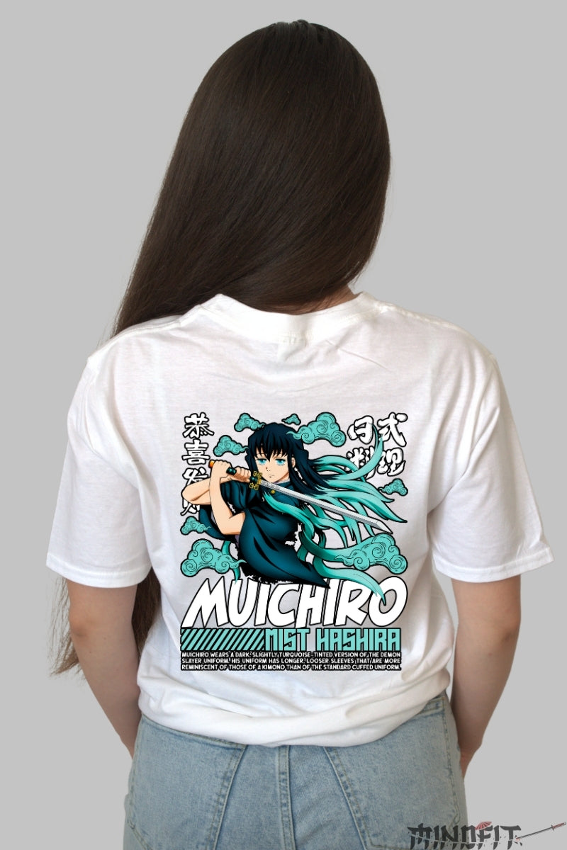 Tricou Anime Demon Slayer - Mist Hashira Muichiro Dama alb