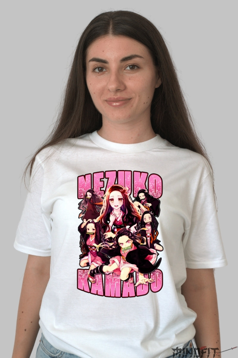 Tricou Anime Demon Slayer - Nezuko Kamado Multiforma dama alb