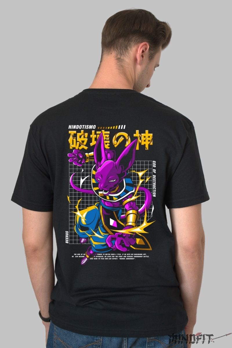 Tricou Anime Dragon Ball – Beerus God of Destruction barbat negru spate