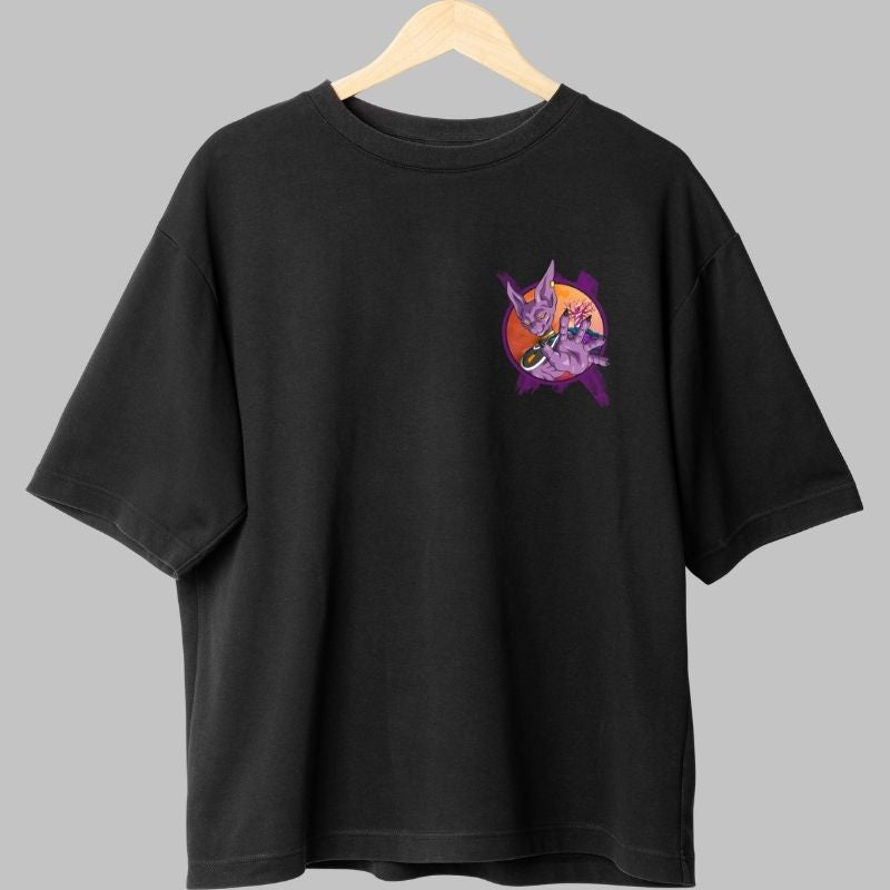 Tricou Anime Dragon Ball – Beerus God of Destruction negru spate