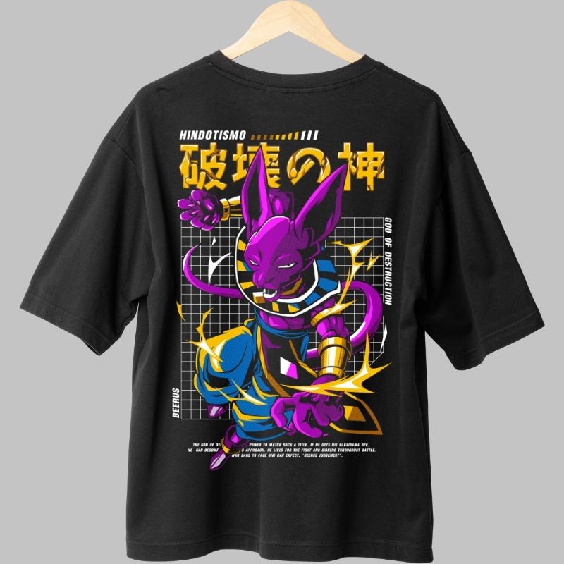 Tricou Anime Dragon Ball – Beerus God of Destruction negru fata