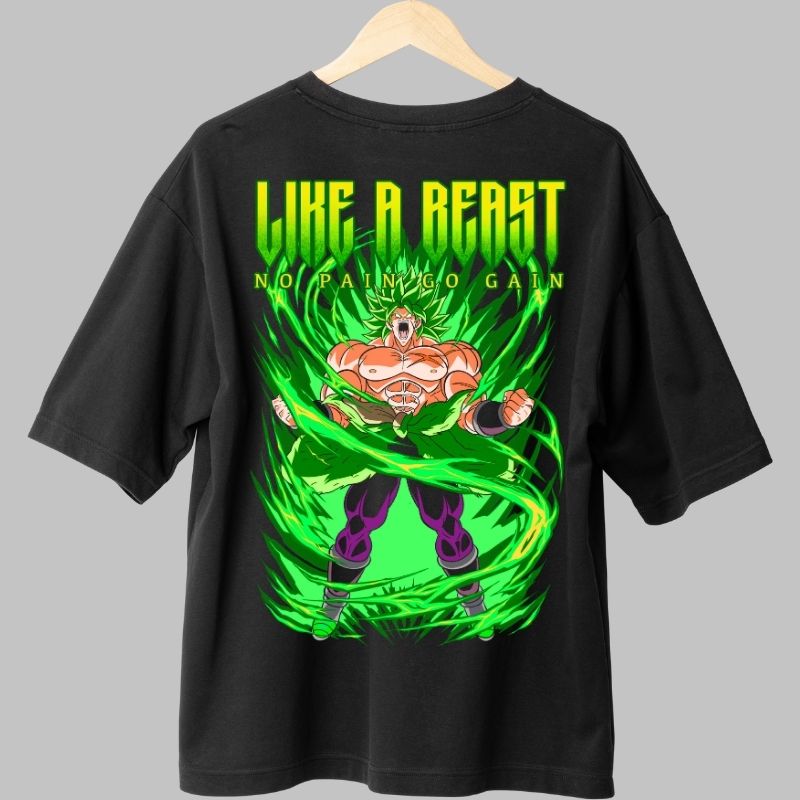 Tricou Anime Dragon Ball – Broly Like a Beast negru fata