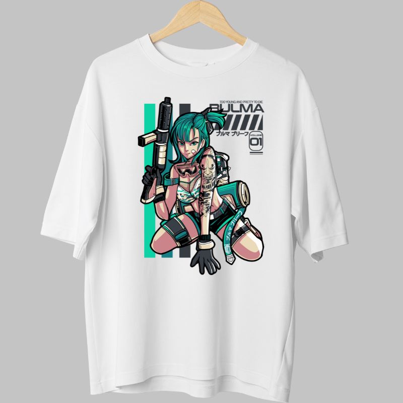 Tricou Anime Dragon Ball – Bulma Combat Style alb