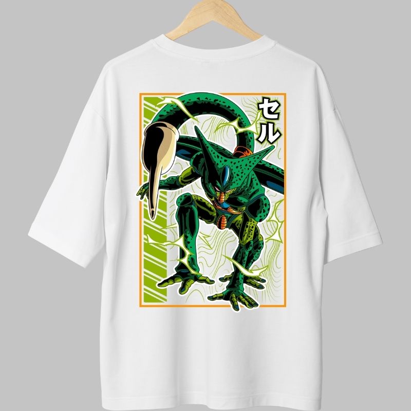 Tricou Anime Dragon Ball – Cell Forma Perfecta alb fata