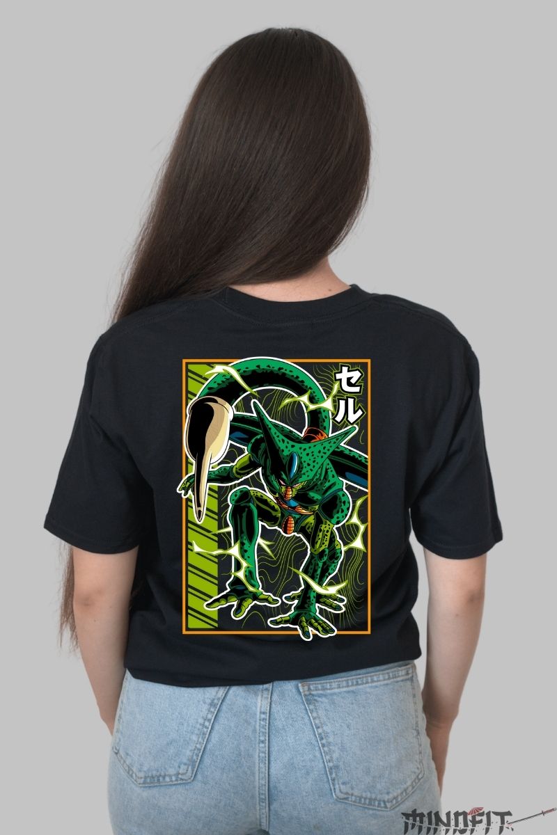 Tricou Anime Dragon Ball – Cell Perfect Form fata negru spate