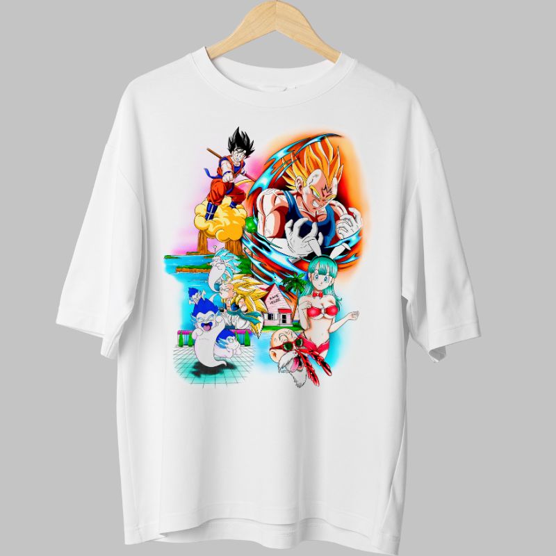 Tricou Anime Dragon Ball – Colaj Legendar alb