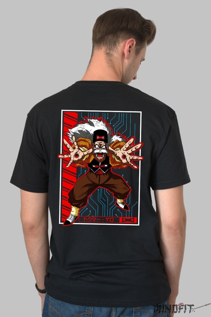 Tricou Anime Dragon Ball – Dr. Gero Red Ribbon barbat negru spate