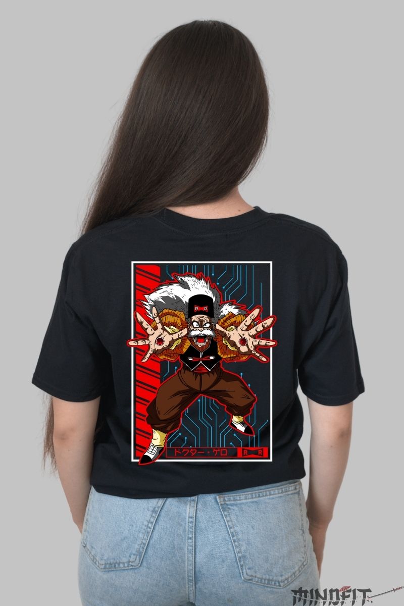 Tricou Anime Dragon Ball – Dr. Gero Red Ribbon fata negru spate