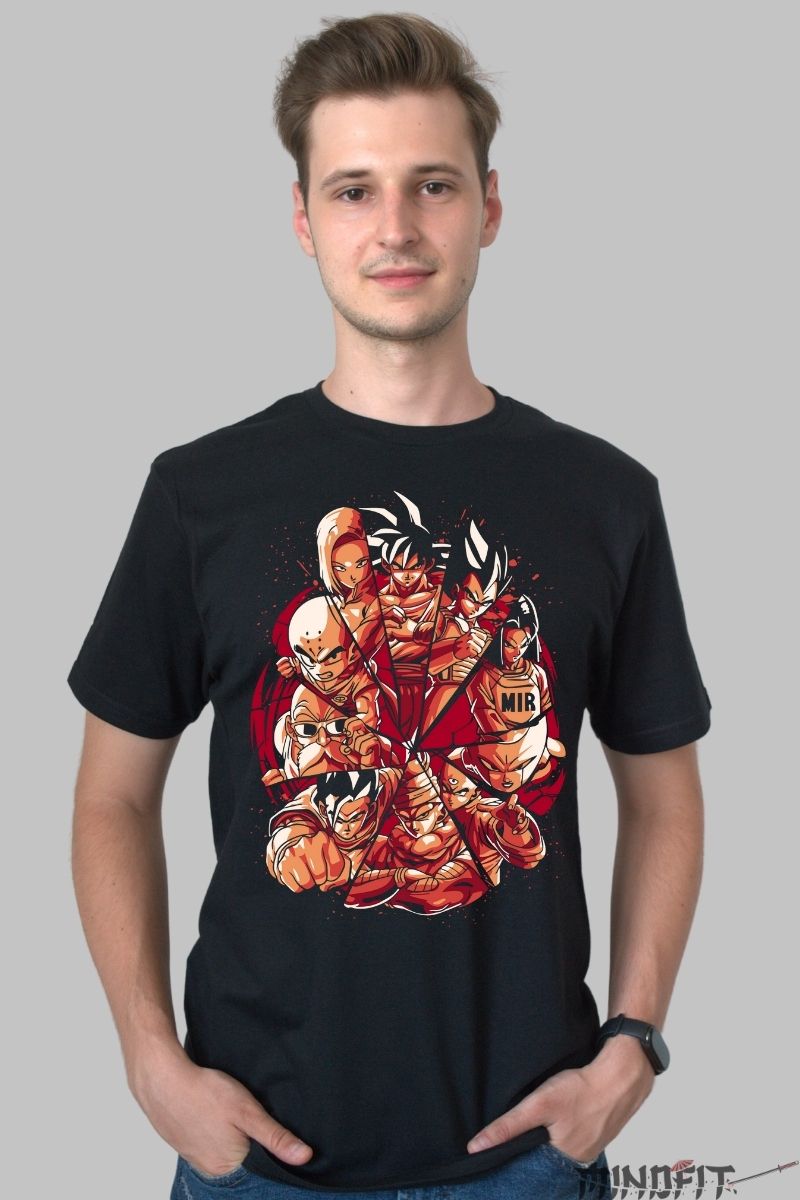 Tricou Anime Dragon Ball – Echipa Z in Actiune barbat negru