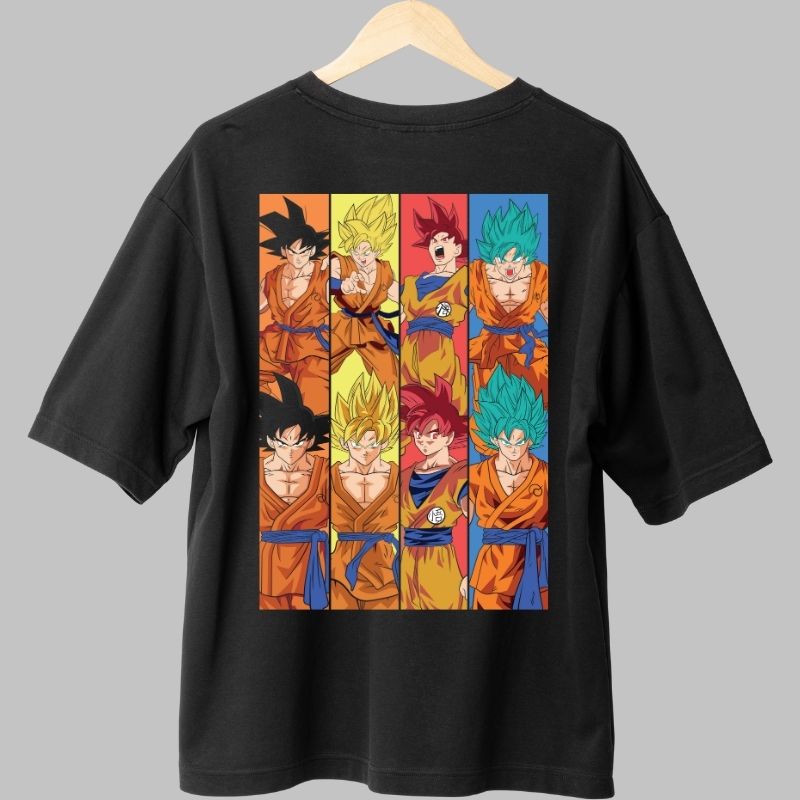 Tricou Anime Dragon Ball – Evolutia lui Goku negru fata
