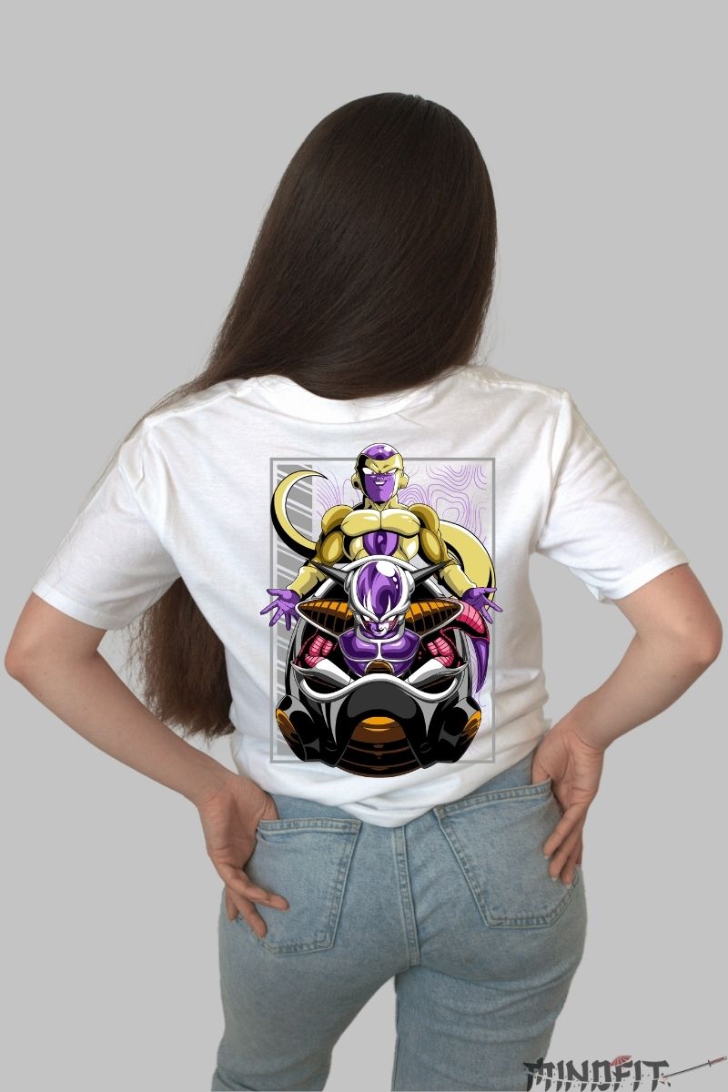 Tricou Anime Dragon Ball – Frieza Supreme Power alb negru spate