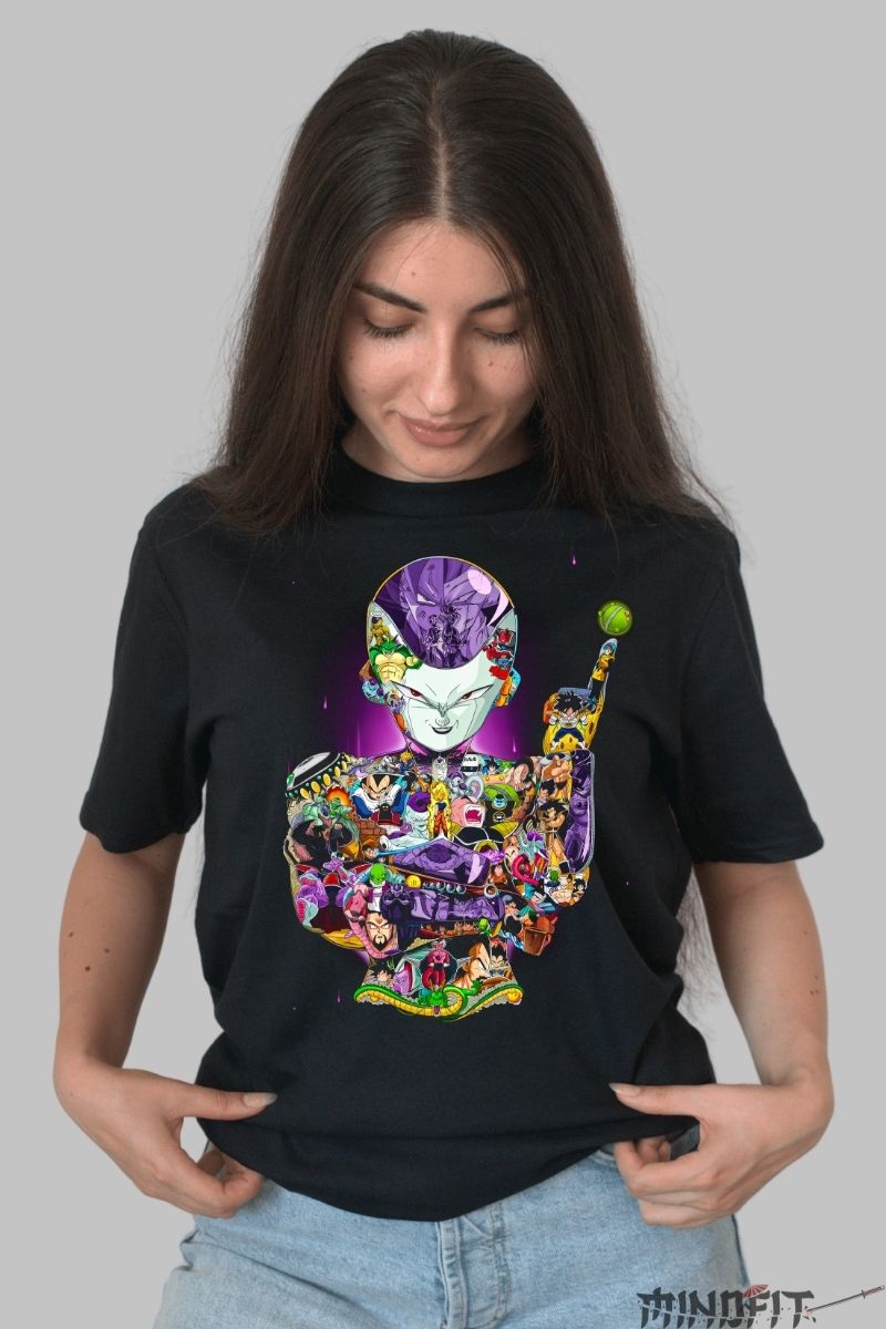 Tricou Anime Dragon Ball – Frieza Villains Collage dama negru