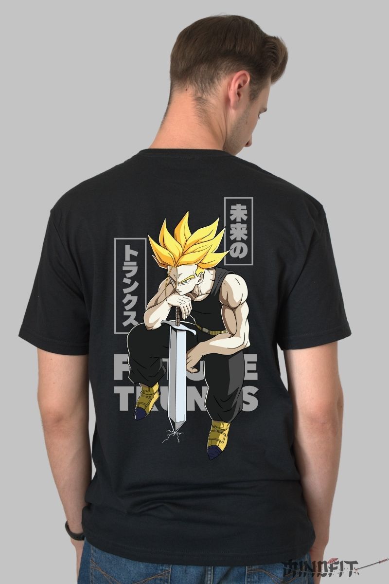 Tricou Anime Dragon Ball – Future Trunks Super Saiyan barbat negru spate