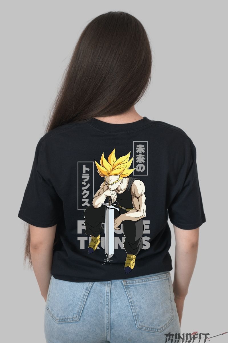 Tricou Anime Dragon Ball – Future Trunks Super Saiyan fata negru spate