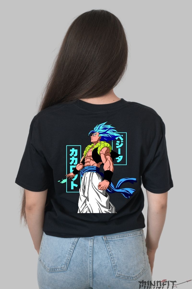 Tricou Anime Dragon Ball – Gogeta Super Saiyan Blue fata negru spate