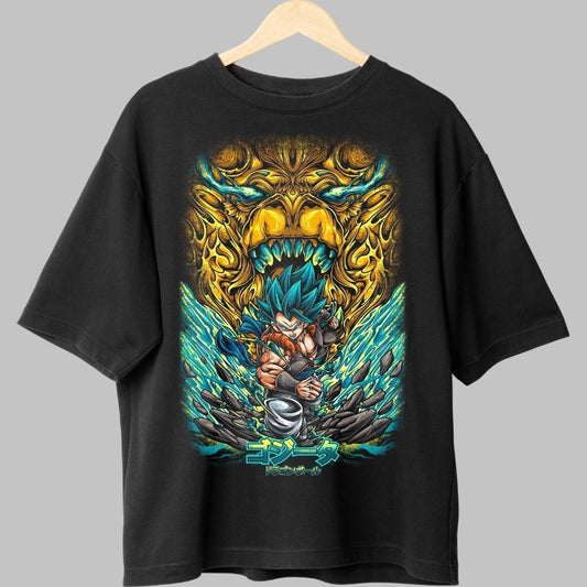 Tricou Anime Dragon Ball – Gogeta vs Dragonul Legendar negru