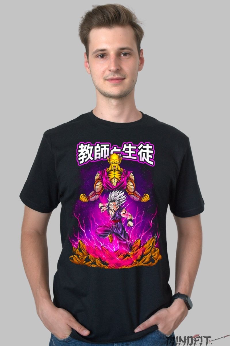 Tricou Anime Dragon Ball – Gohan Beast & Piccolo Orange Master Duo barbat negru