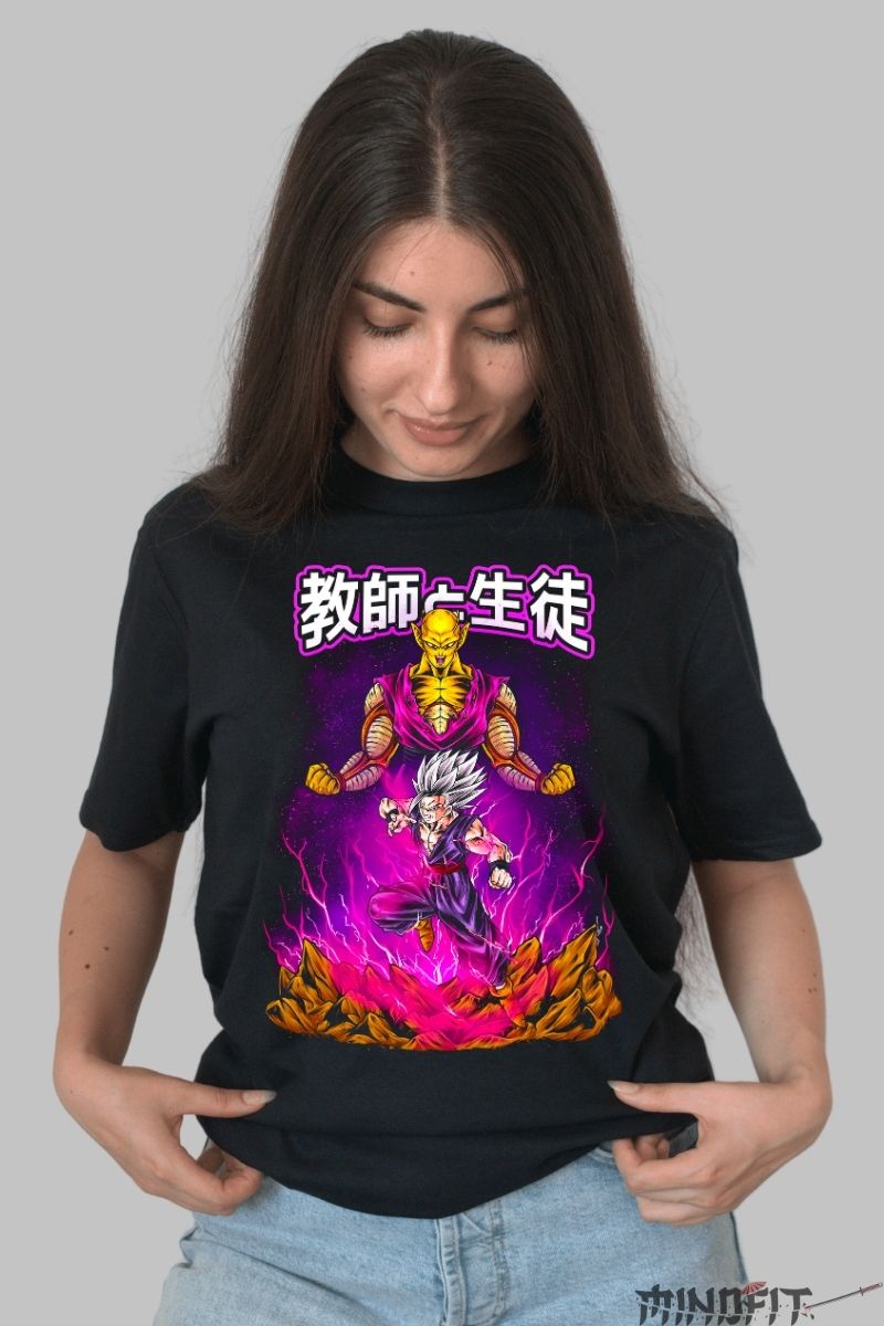 Tricou Anime Dragon Ball – Gohan Beast & Piccolo Orange Master Duo dama negru