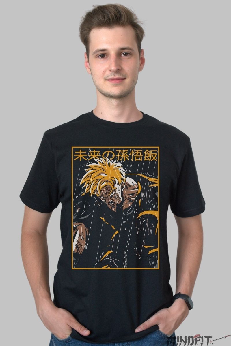 Tricou Anime Dragon Ball – Gohan Super Saiyan Rain barbat negru