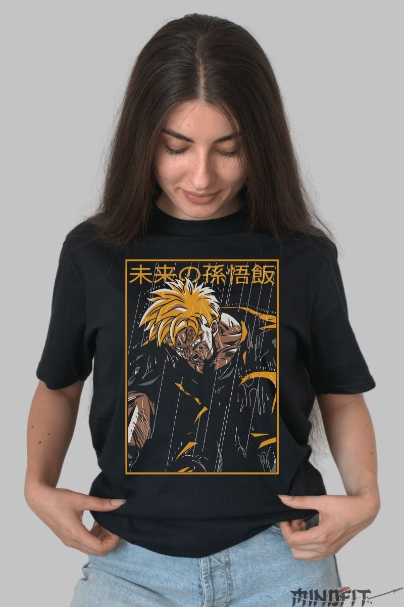 Tricou Anime Dragon Ball – Gohan Super Saiyan Rain dama negru