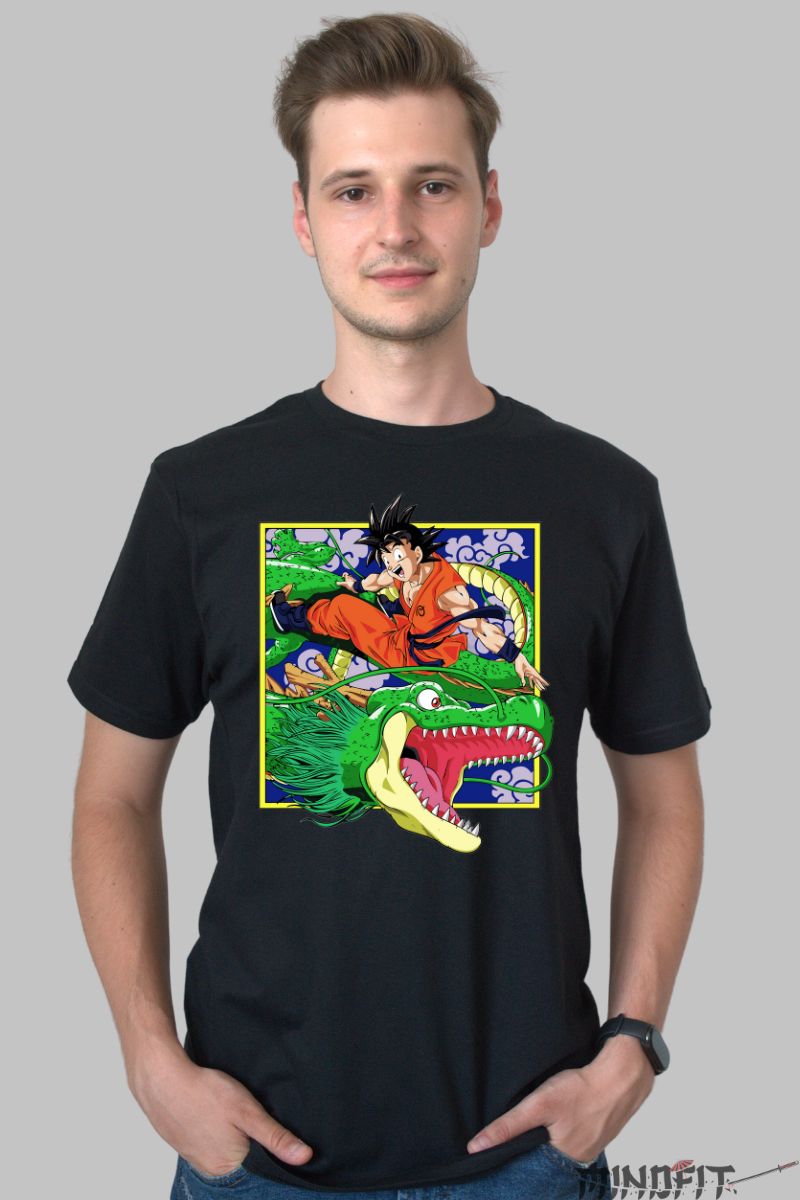 Tricou Anime Dragon Ball – Goku & Shenron Classic barbat negru