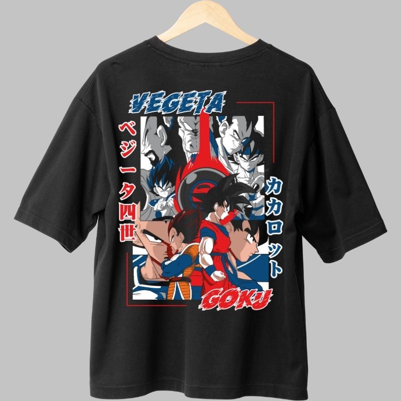 Tricou Anime Dragon Ball – Goku & Vegeta Rivalitate Eternă negru fata