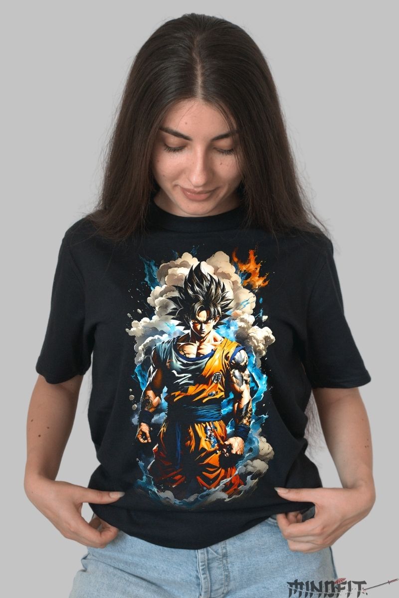 Tricou Anime Dragon Ball – Goku Aura Cinematic dama negru