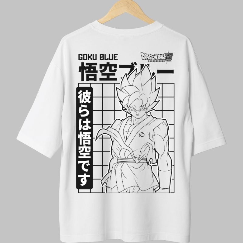 Tricou Anime Dragon Ball – Goku Blue Monocrom alb fata