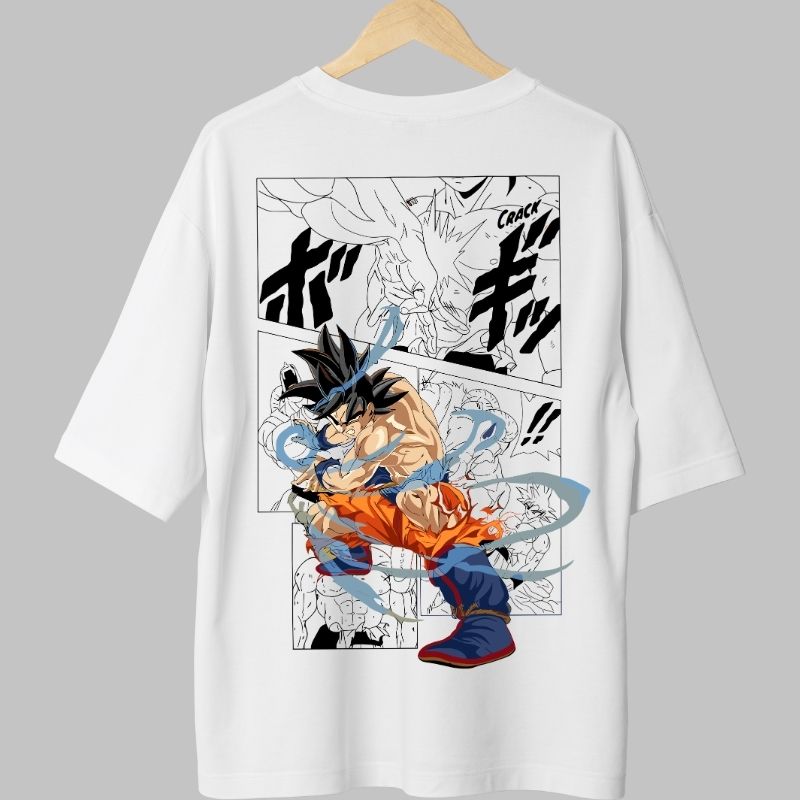 Tricou Anime Dragon Ball – Goku Manga Aura alb fata