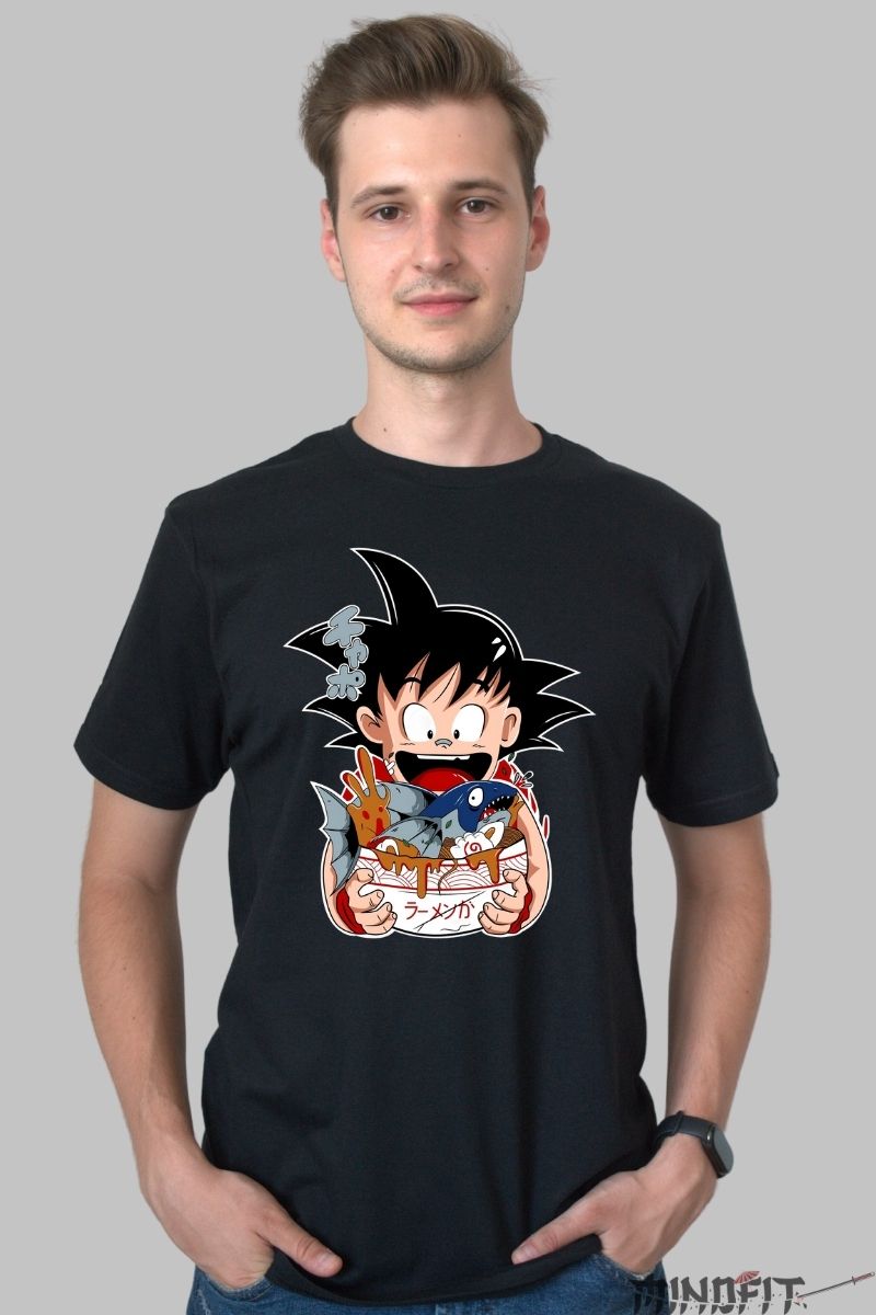 Tricou Anime Dragon Ball – Goku si Ramen-ul Monstru barbat negru