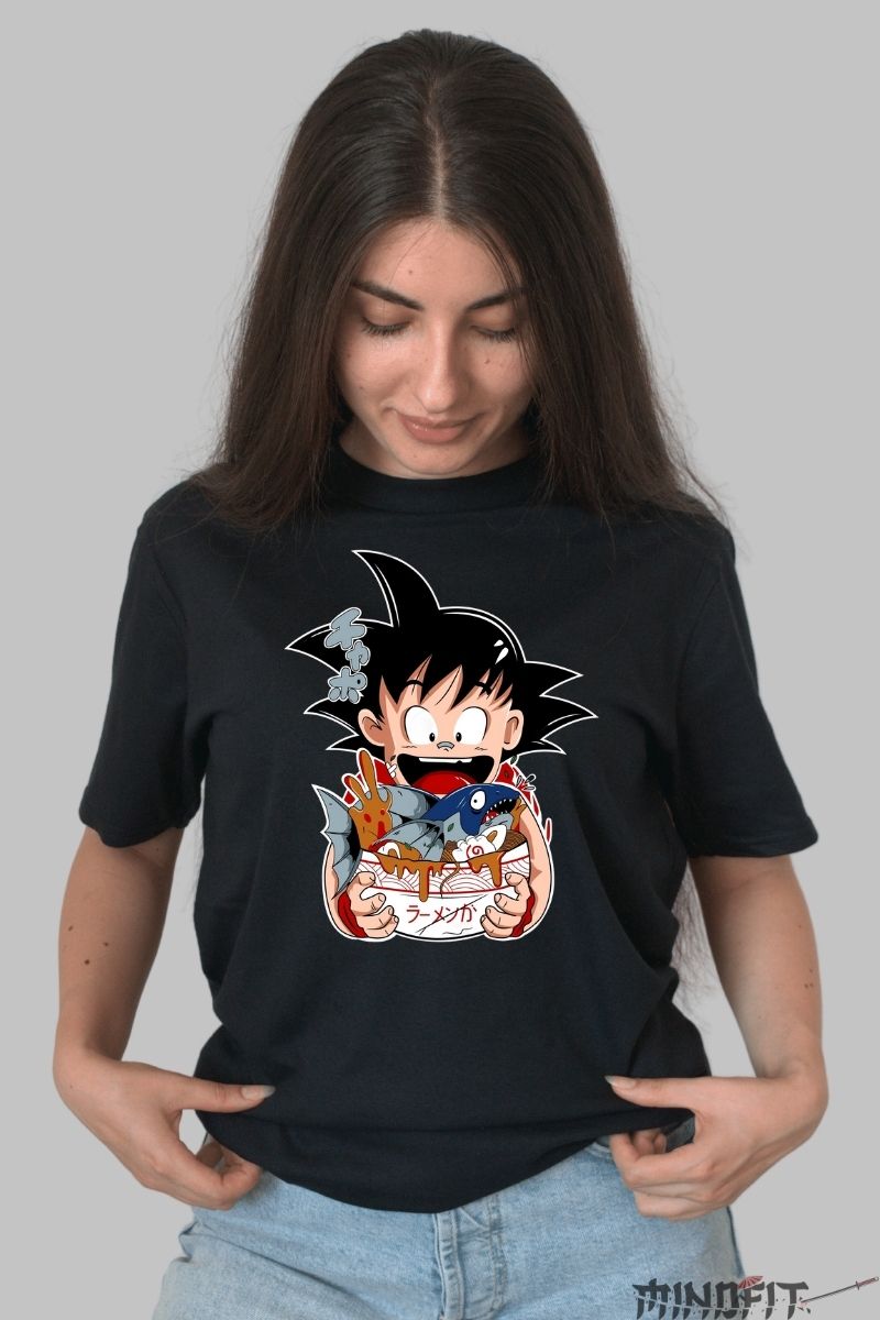 Tricou Anime Dragon Ball – Goku si Ramen-ul Monstru dama negru