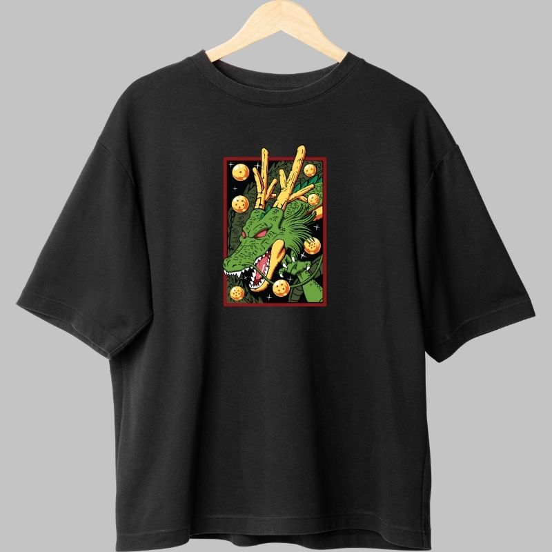 Tricou Anime Dragon Ball – Goku SSJ & Shenron negru spate
