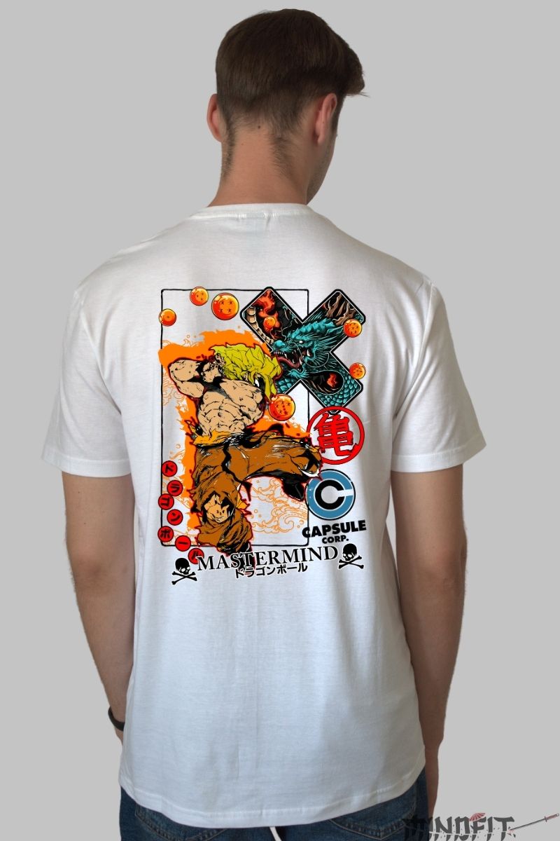 Tricou Anime Dragon Ball – Goku Street Power alb negru spate