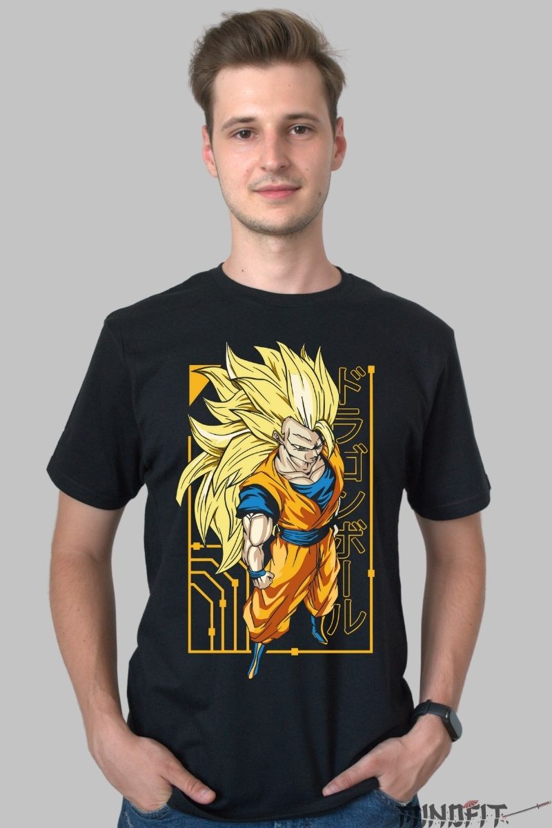 Tricou Anime Dragon Ball – Goku Super Saiyan 3 barbat negru