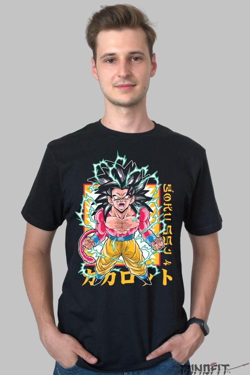 Tricou Anime Dragon Ball – Goku Super Saiyan 4 Rage barbat negru
