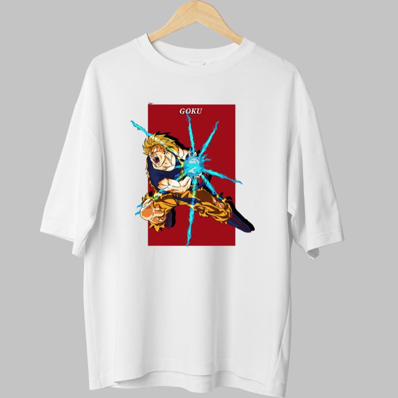 Tricou Anime Dragon Ball – Goku Super Saiyan Impact alb