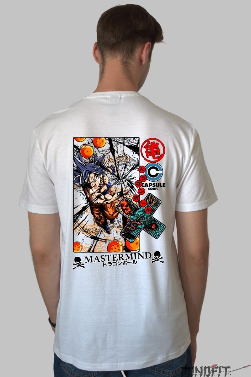Tricou Anime Dragon Ball Goku Ultra Instinct Mastermind barbat alb