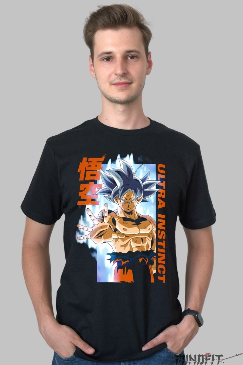 Tricou Anime Dragon Ball – Goku Ultra Instinct Strike barbat negru