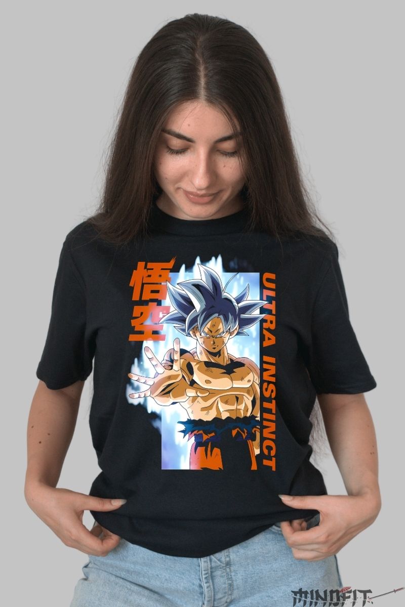 Tricou Anime Dragon Ball – Goku Ultra Instinct Strike dama negru