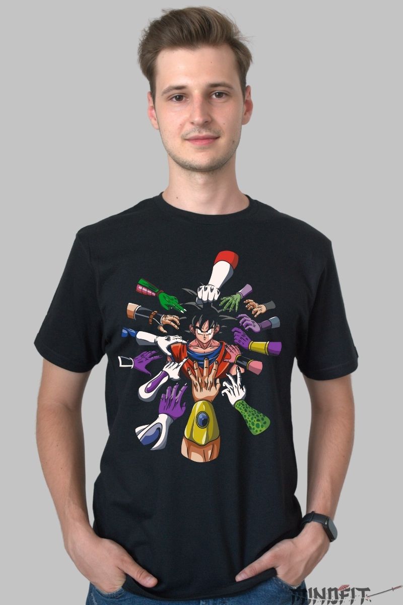 Tricou Anime Dragon Ball – Goku vs Toti Inamicii barbat negru