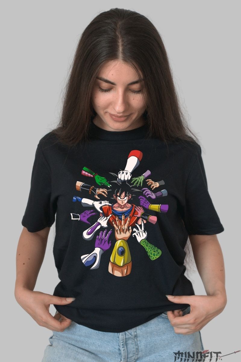 Tricou Anime Dragon Ball – Goku vs Toti Inamicii dama negru