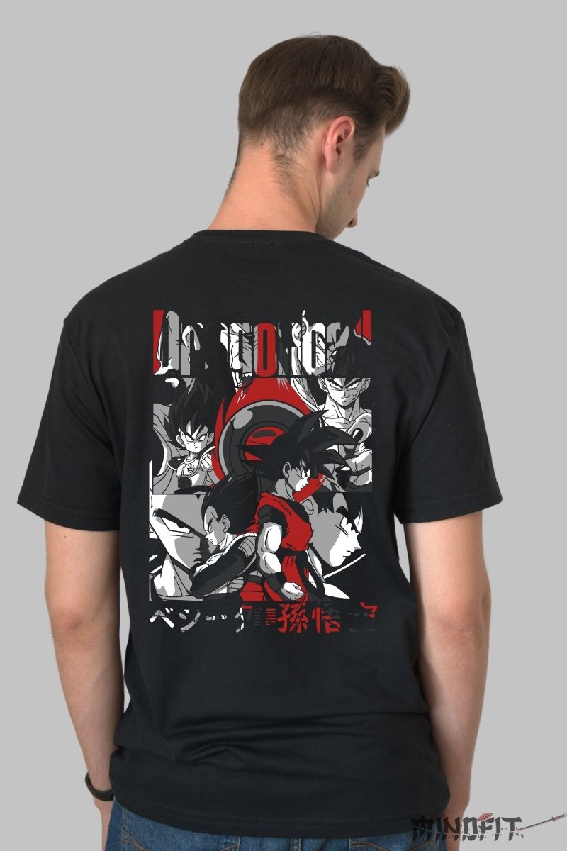 Tricou Anime Dragon Ball – Goku vs Vegeta Contrast Epic barbat negru spate