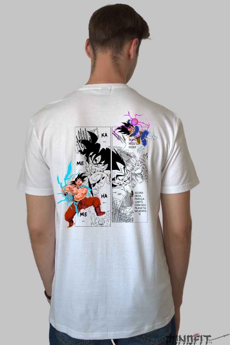 Tricou Anime Dragon Ball Goku vs Vegeta Manga Fight barbat alb
