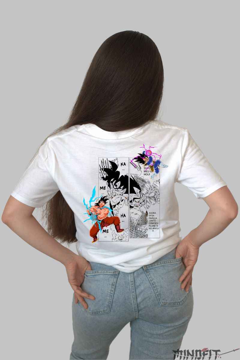 Tricou Anime Dragon Ball Goku vs Vegeta Manga Fight dama alb