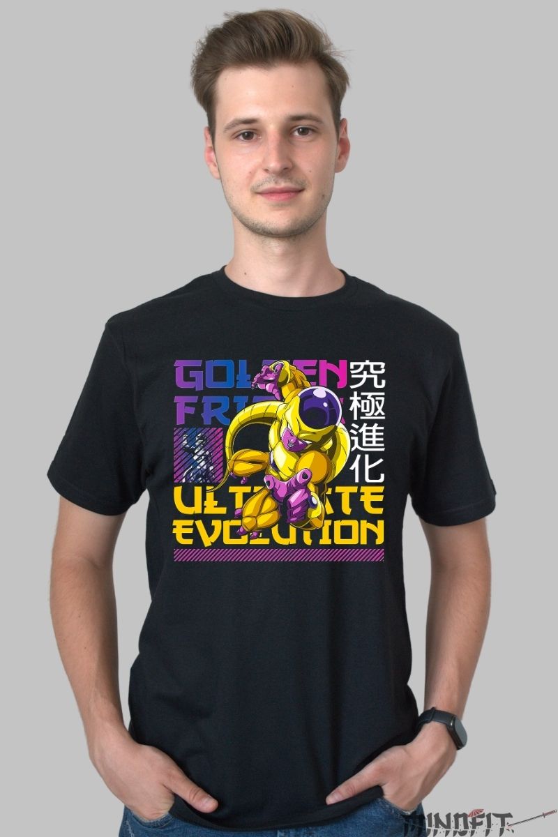 Tricou Anime Dragon Ball – Golden Frieza Evolution barbat negru