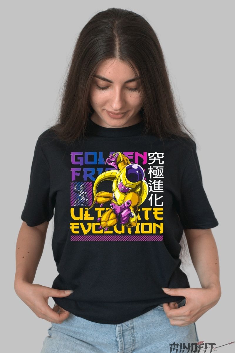 Tricou Anime Dragon Ball – Golden Frieza Evolution dama negru