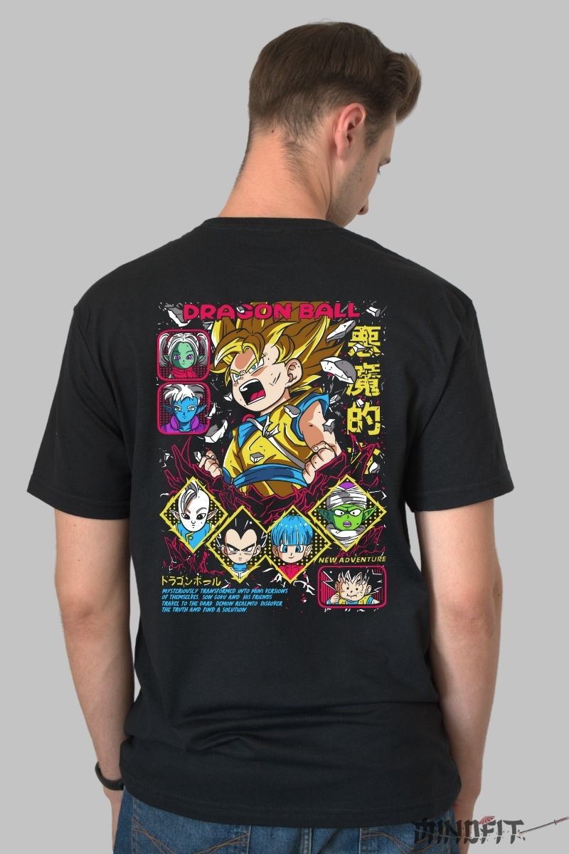Tricou Anime Dragon Ball – Goten New Adventure barbat negru spate