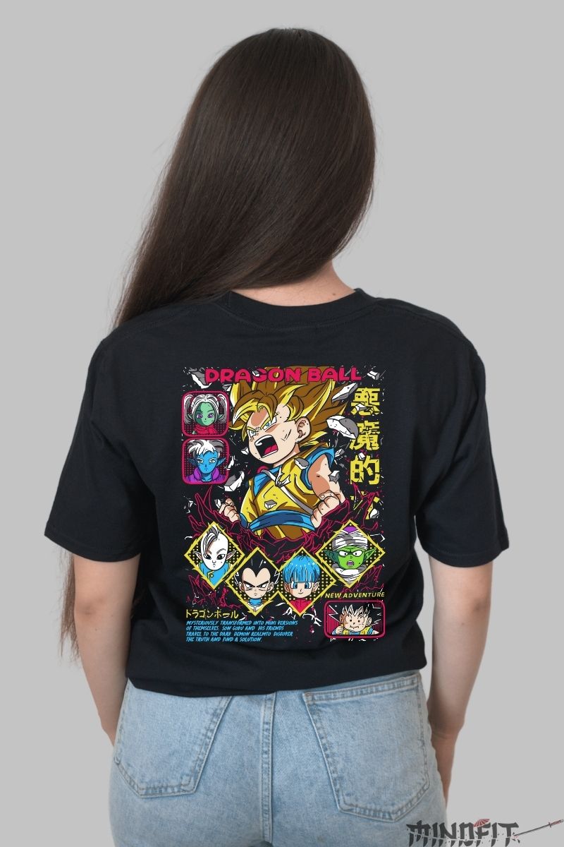 Tricou Anime Dragon Ball – Goten New Adventure fata negru spate