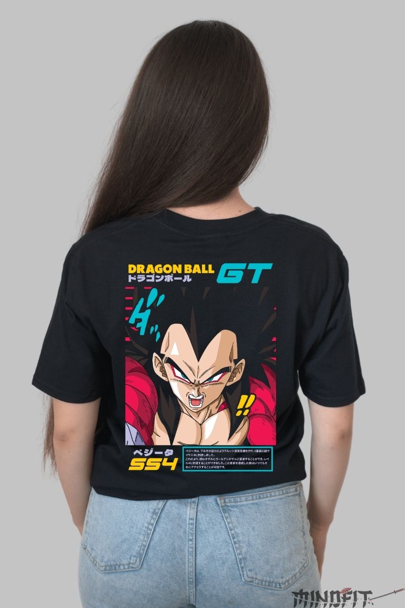 Tricou Anime Dragon Ball GT – Vegeta SSJ4 Power fata negru spate