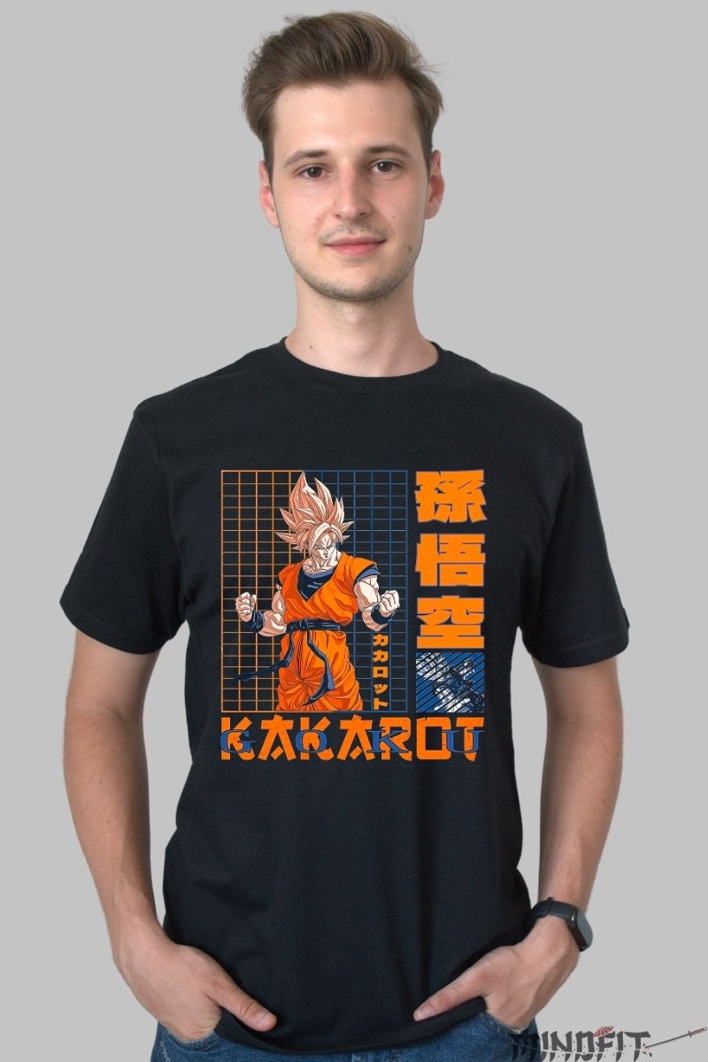 Tricou Anime Dragon Ball – Kakarot Grid Style barbat negru